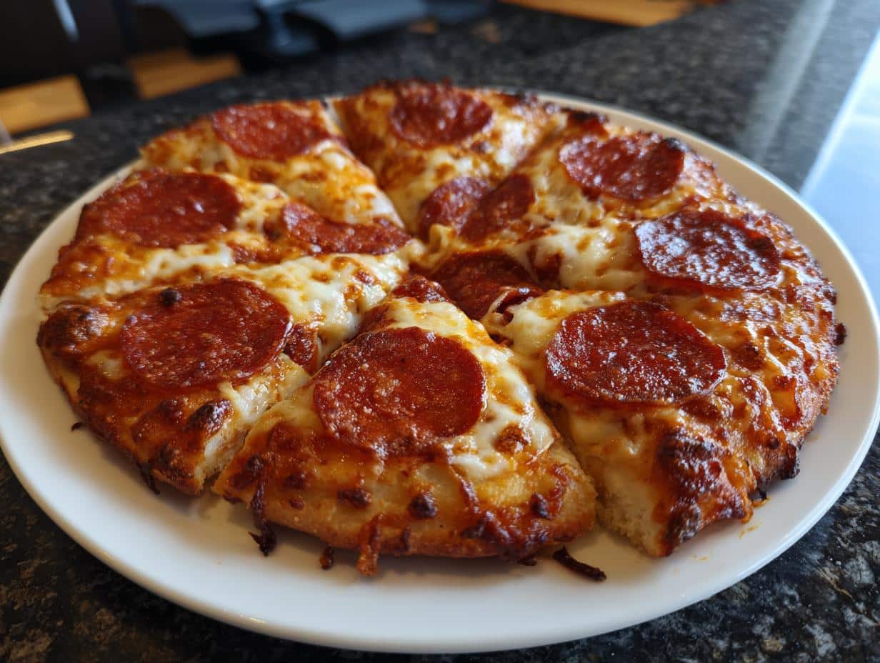 Turkey pepperoni pizza